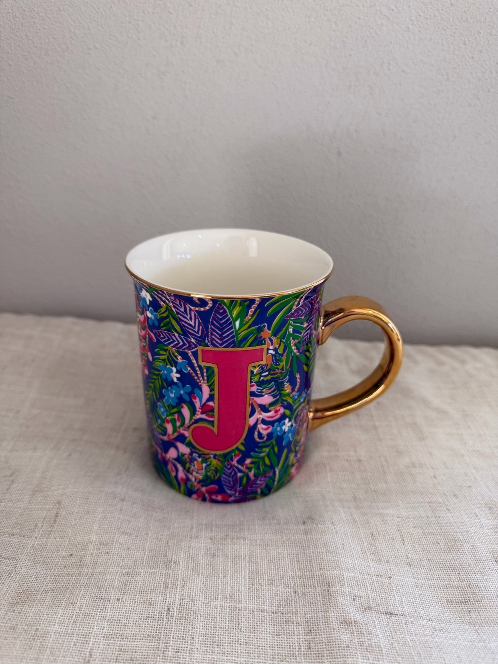 Lilly Pulitzer Initial J Tropical Coffee Mug